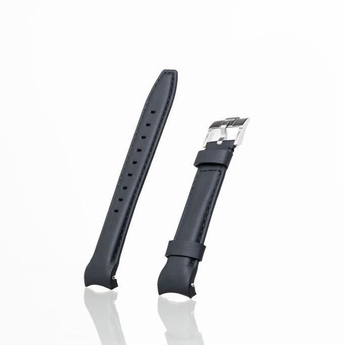 Curved end integrated leather strap for Omega Speedmaster black VariLeer