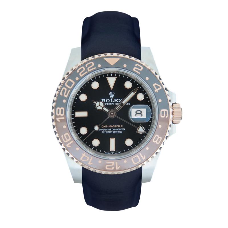 Rolex GMT-Master 2 Ceramic 'Root Beer' ref. 126711CHNR Deep Ocean Blue leather strap