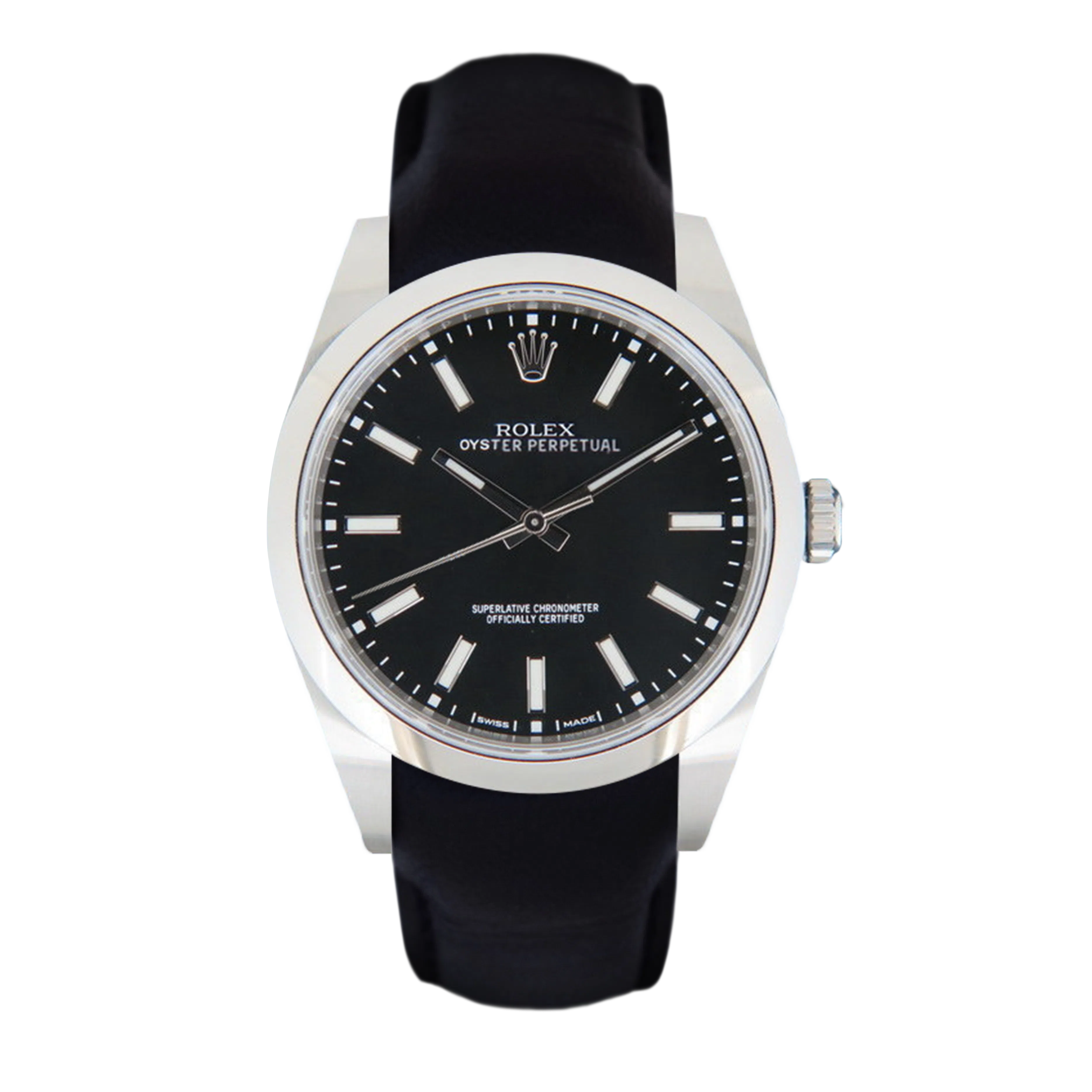 Oyster Perpetual 114300 Black leather strap