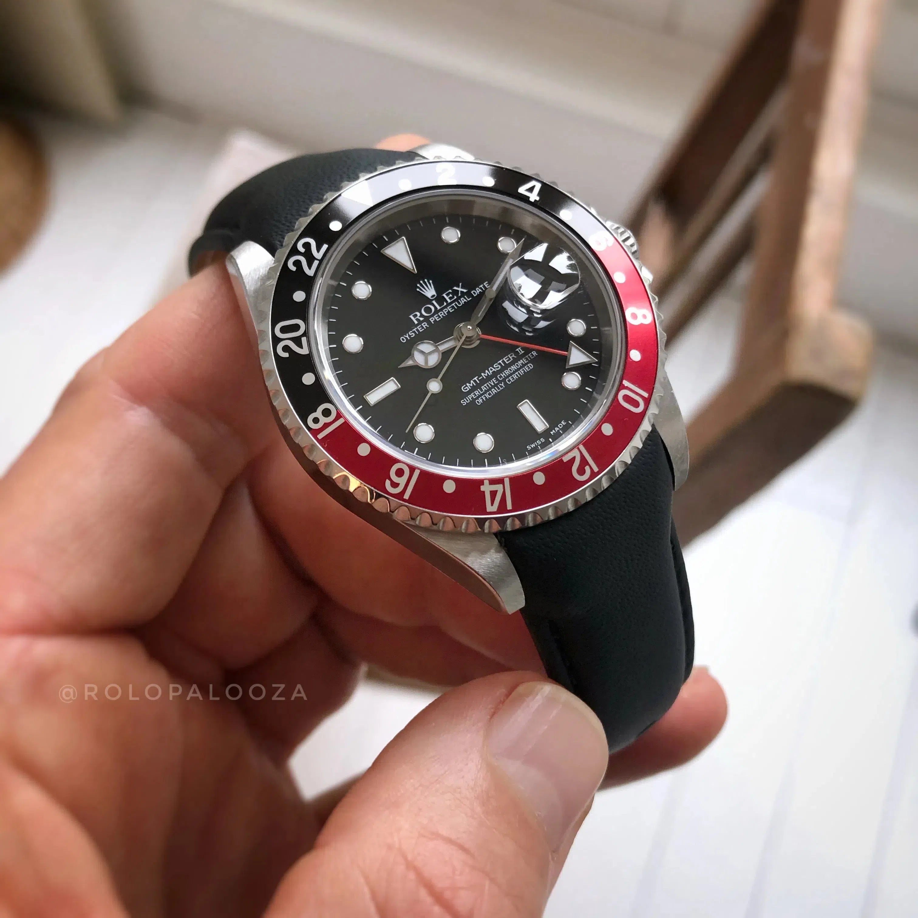 Rolex GMT-Master 2 Coke VariLeer Leather strap curved end leather strap band