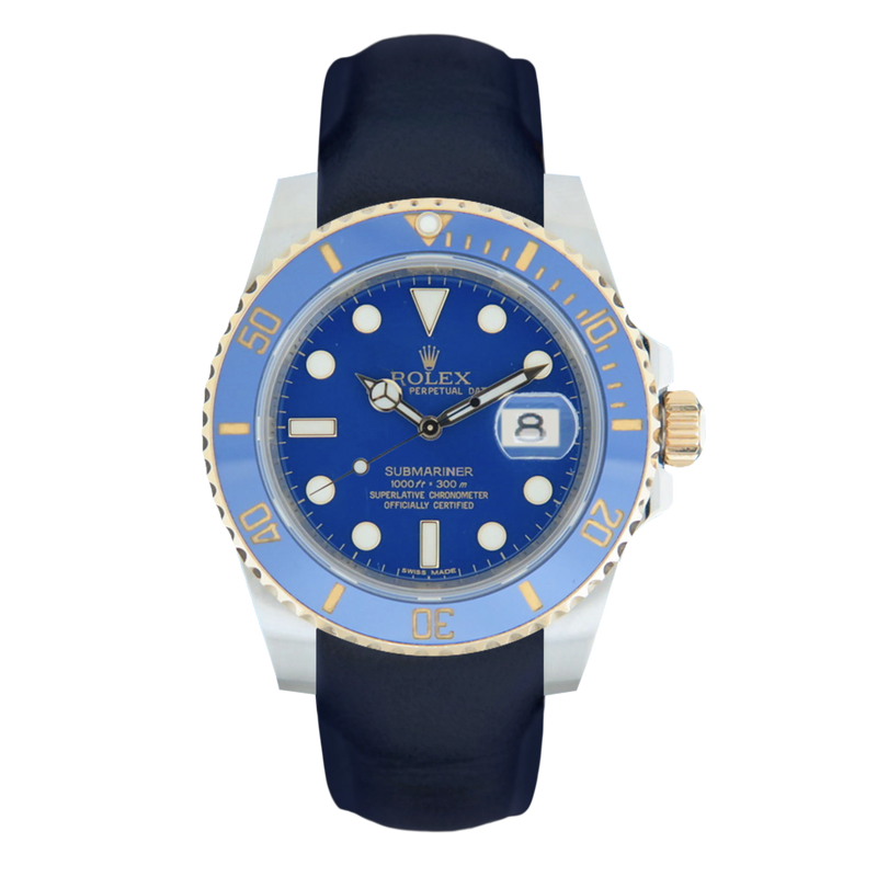 Submariner Date Ceramic ref. 116613LB Deep Ocean Blue leather strap