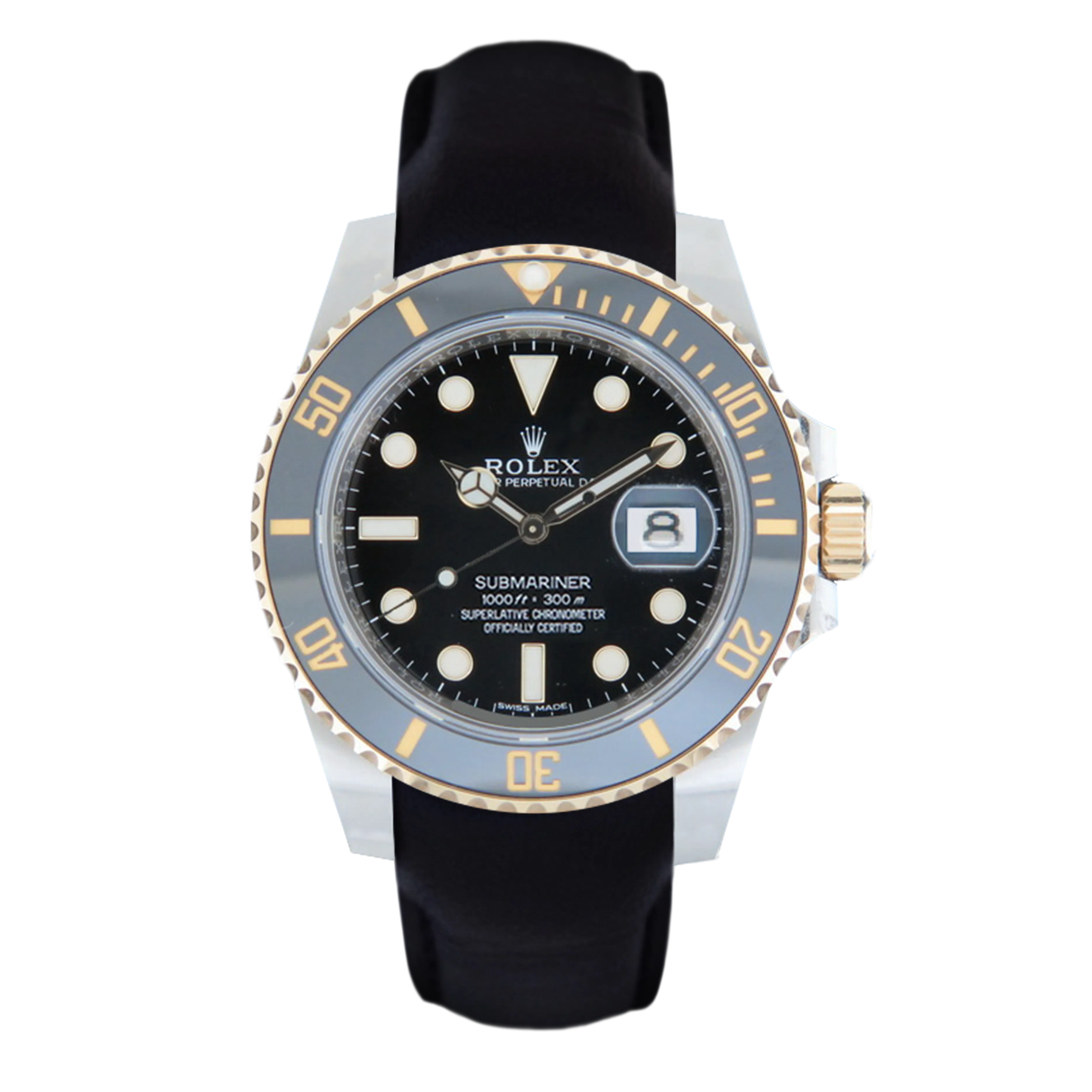 Submariner Date Ceramic ref. 116613LN Black leather strap