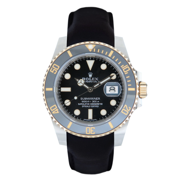 Submariner Date Ceramic ref. 116613LN Black leather strap