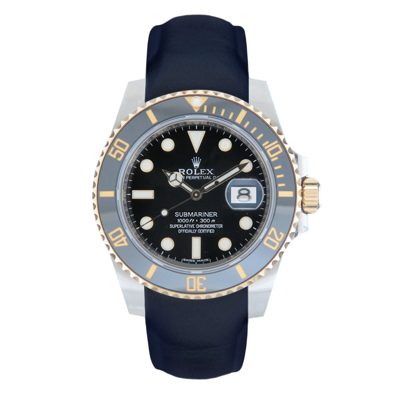 Submariner Date Ceramic ref. 116613LN Deep Ocean Blue leather strap