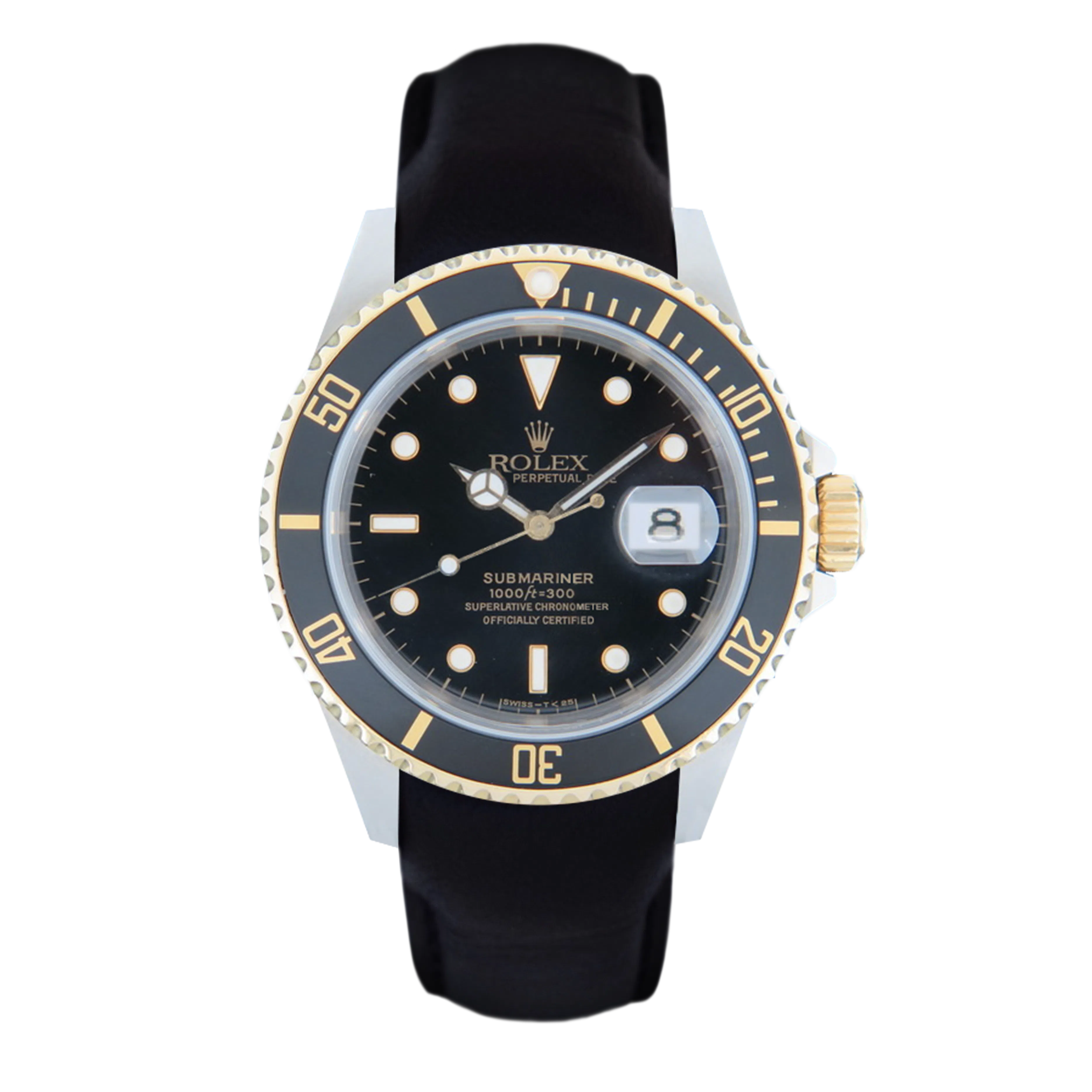 Submariner Date ref. 16613 Black leather strap