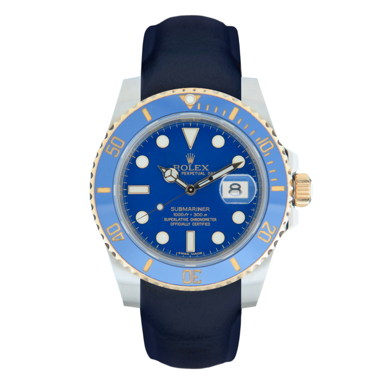 Submariner Date Ceramic ref. 116613LB Deep Ocean Blue leather strap
