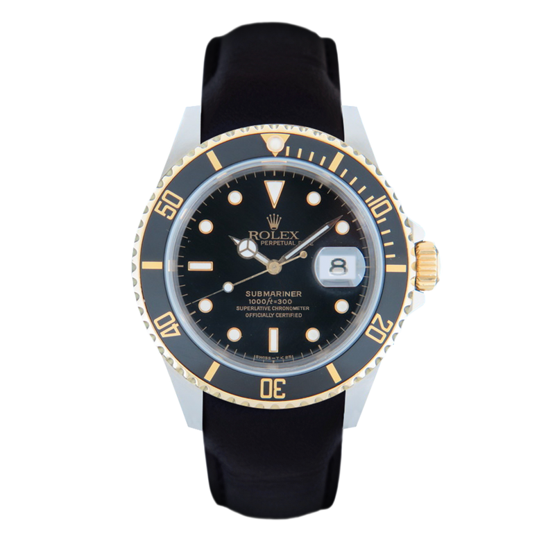 Submariner Date ref. 16613 Black leather strap