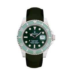 Curved end leather strap for Rolex Submariner Date Ceramic 'Hulk' ref. 116610LV